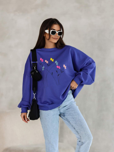 Bluza kwiatki fiolet